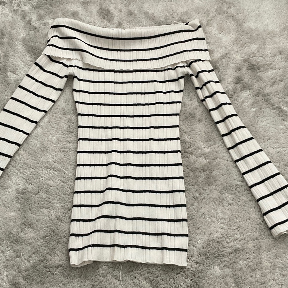 Edikted Black and White Striped Mini Dress